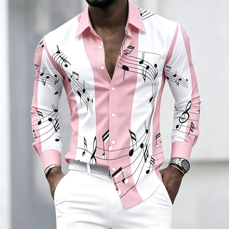 Men's collared shirt with crea - Music 评论和价格