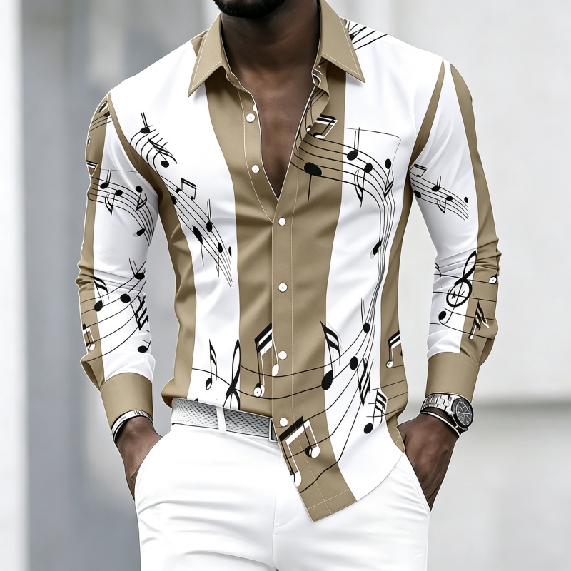 Men's collared shirt with crea - Music 评论和价格