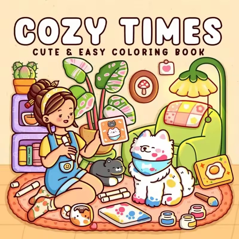 Cozy Time Cute & Easy Coloring - Adult Coloring Book Stress Relief 评论和价格
